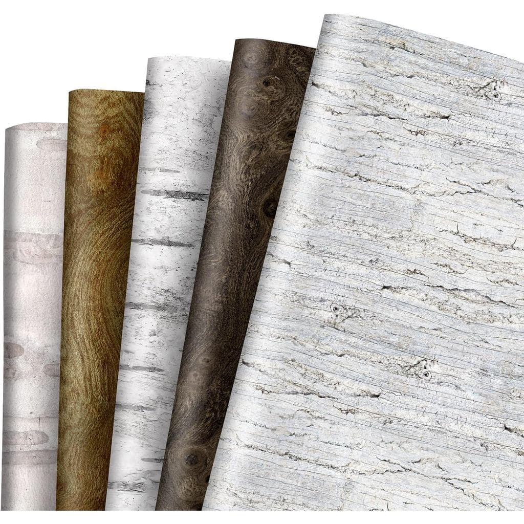 10 Sheet Wood Grain Wrapping Paper -Not Roll- 5 Designs Rustic Gift Wrap Paper Folded Flat DIY Art Craft Papers for Birt