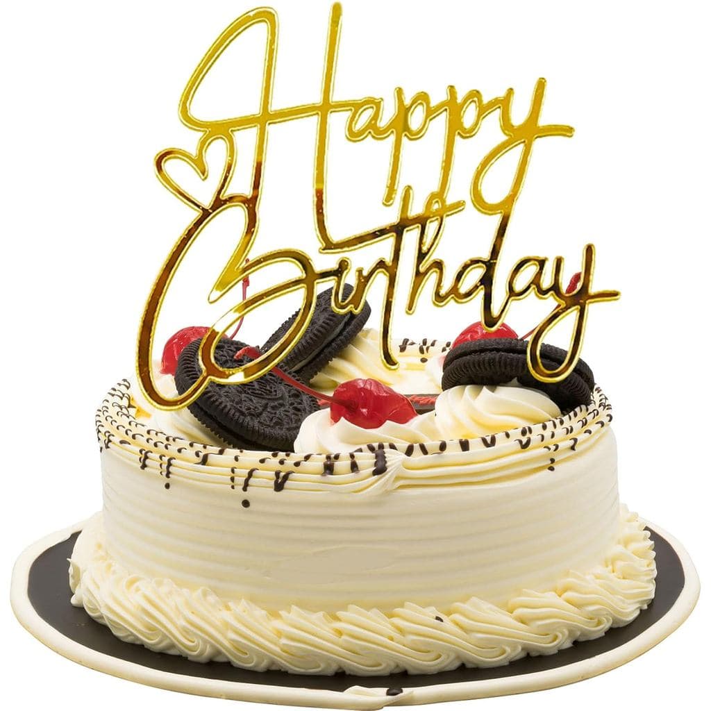 Topo de Bolo de Aniversário em Acrílico Dourado, Decorações de Bolo em Forma de Coração Espelhado - Decoração de Bolo pa