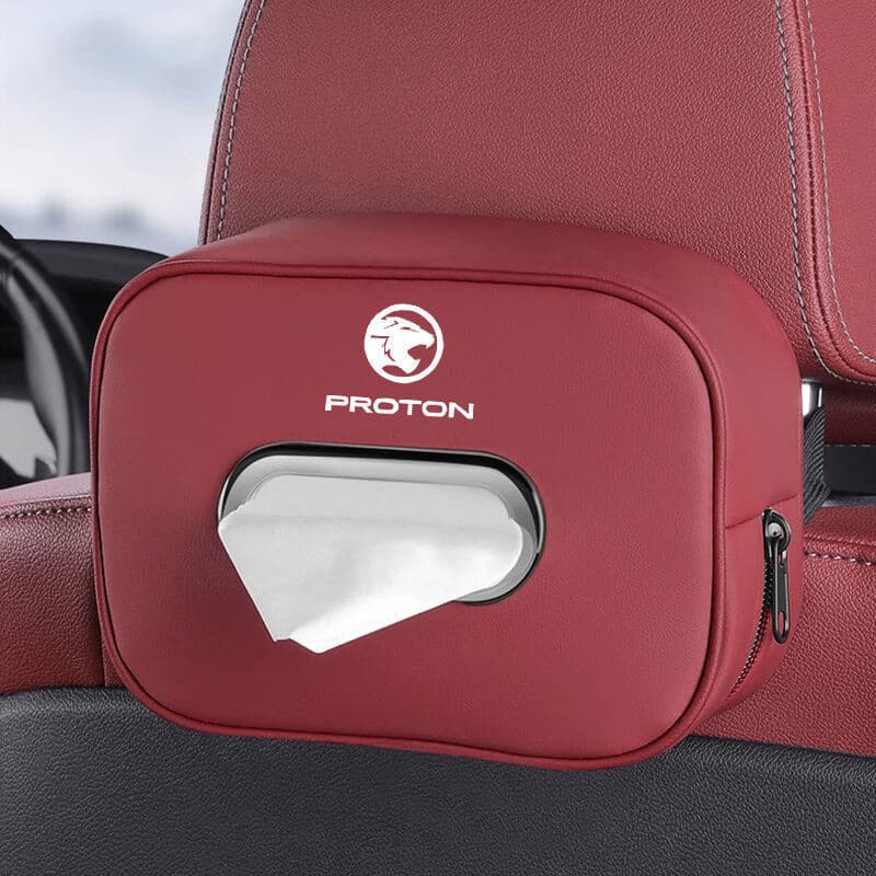 Bolsa de Armazenamento Universal para Encosto de Banco de Carro em Couro, Organizador de Interior Automotivo para Proton
