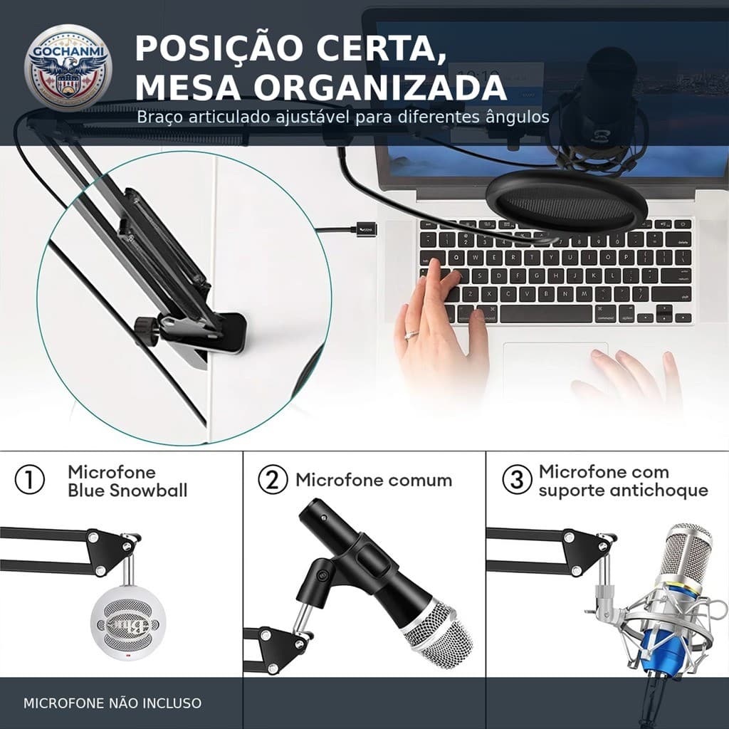 Mesa MX-4 com Interface USB Equalizador 5 Bandas Braço e Filtro Pop
