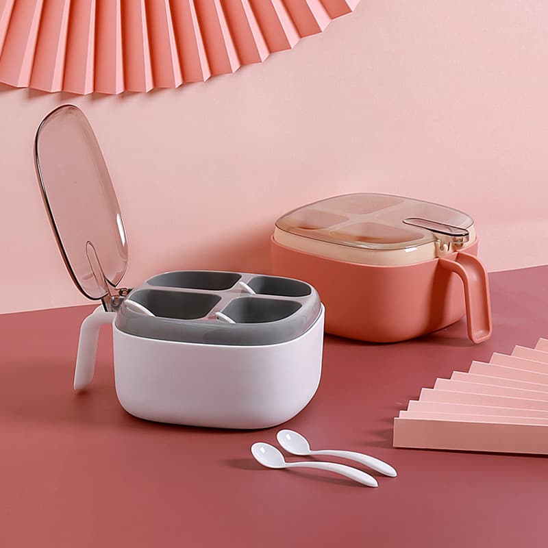 Conjunto de combinação de caixa de tempero, suprimentos de cozinha doméstica, sal, açúcar, MSG, quatro compartimentos, a