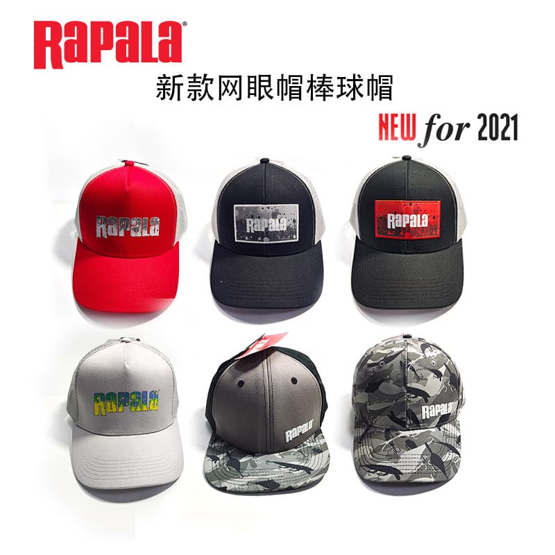 R RAPALA Lebole 21 Bonés de beisebol de malha com fivela ajustável e aba plana, isca de pesca