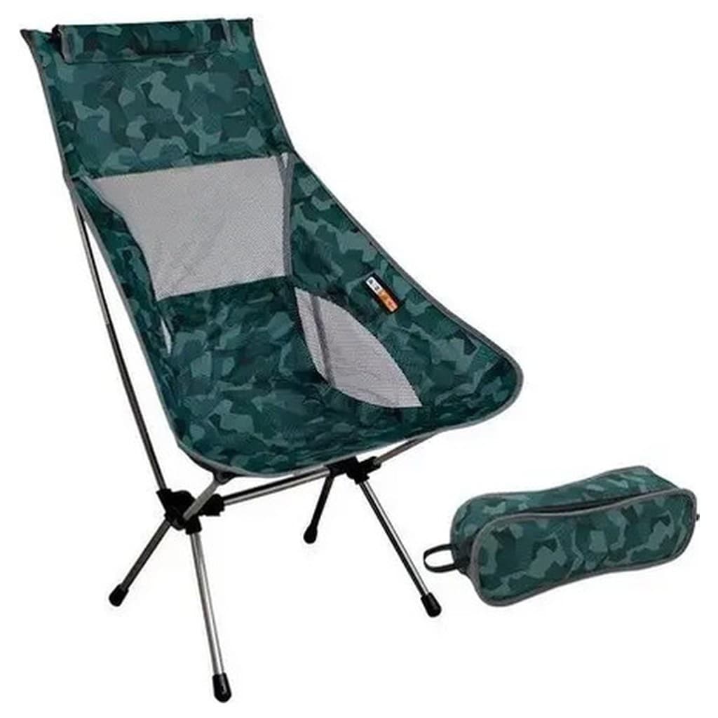 Cadeira Camping Portátil Nautika Kamel Verde Alumínio 100kg Poliéster 600D Oxford Nylon Apoio Braço Bolsa Transporte