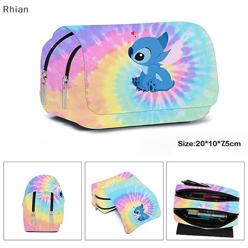 [Figura Lilo & Stitch Print Pen Bolsa Alunos Material Escolar Armazenamento De Régua De Borracha Grande COD