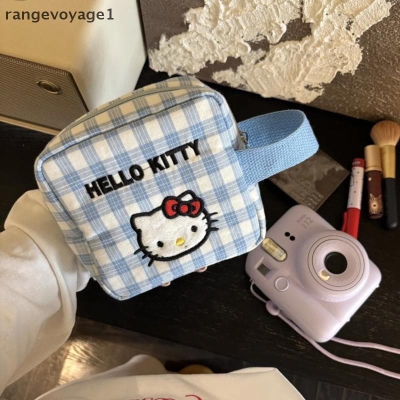 Bolsa de Cosméticos de Moda Cartoon Anime Sanrio Hello Kitty Armazenamento de Moedas Kawaii Bolsa de Maquiagem Portátil