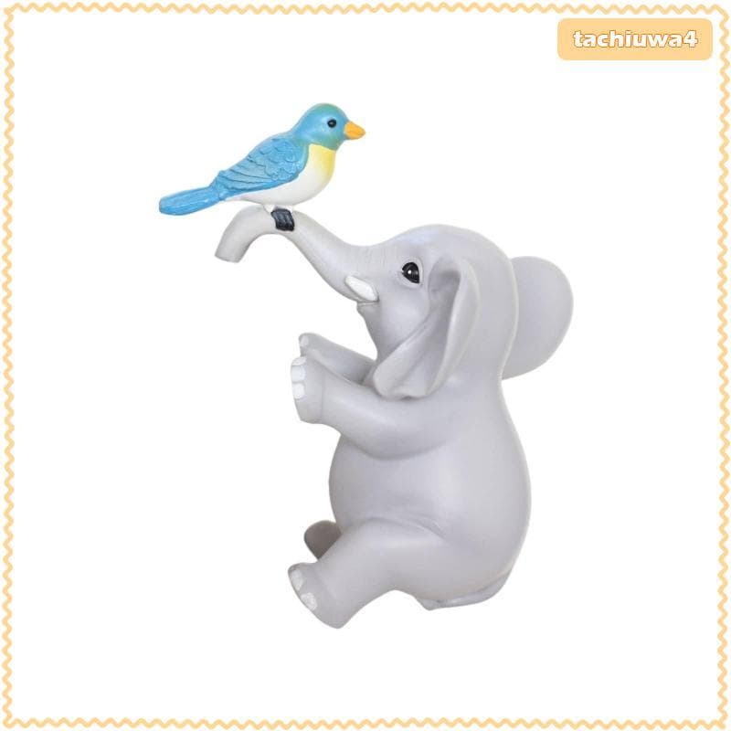 [Tachiuwa3] Elefante De Desenho Animado Vaso De Pássaro Decoração Charme Leve Pássaros Ornamento Aparência Artesanal Cab