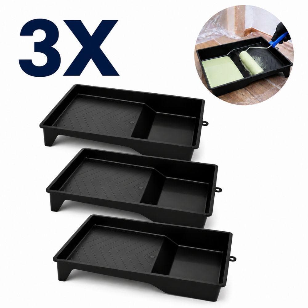 KIT 3 BANDEJAS PINTURA 1000ML REFORÇADAS PROFISSIONAL ROLO TINTA PLÁSTICO ANTI DESPERDÍCIO PINTOR OBRA CONSTRUÇÃO PRETA