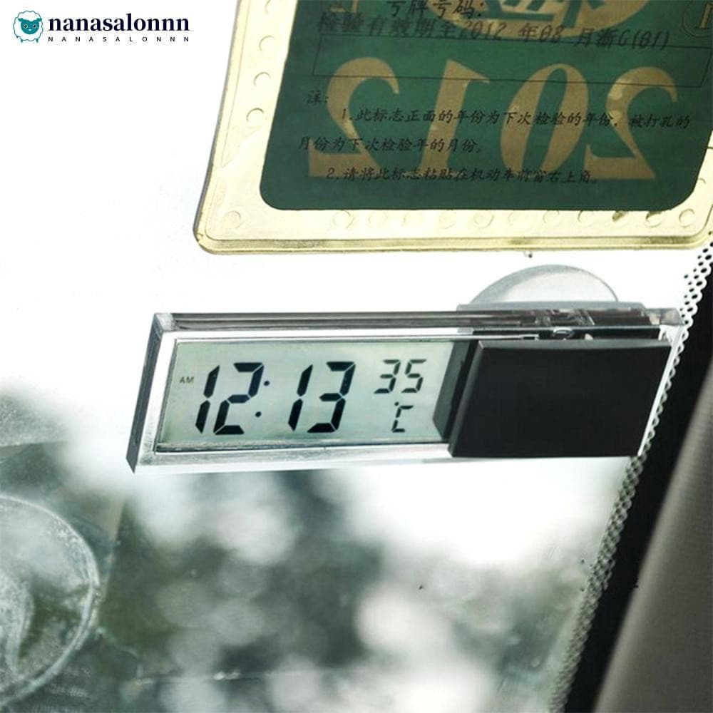 NSN 2 Em 1 Relógio De Carro Para Automóvel LCD Termômetro Digital Tipo Ventosa Transparente