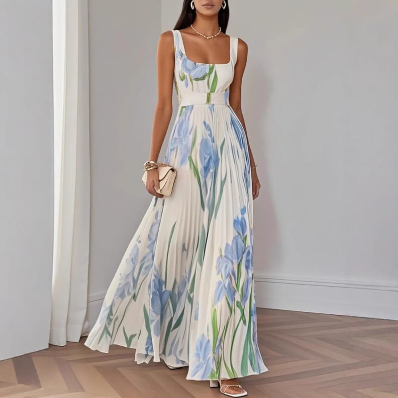 Saias femininas Slings Digital impresso plissado Floral saias longas vestidos