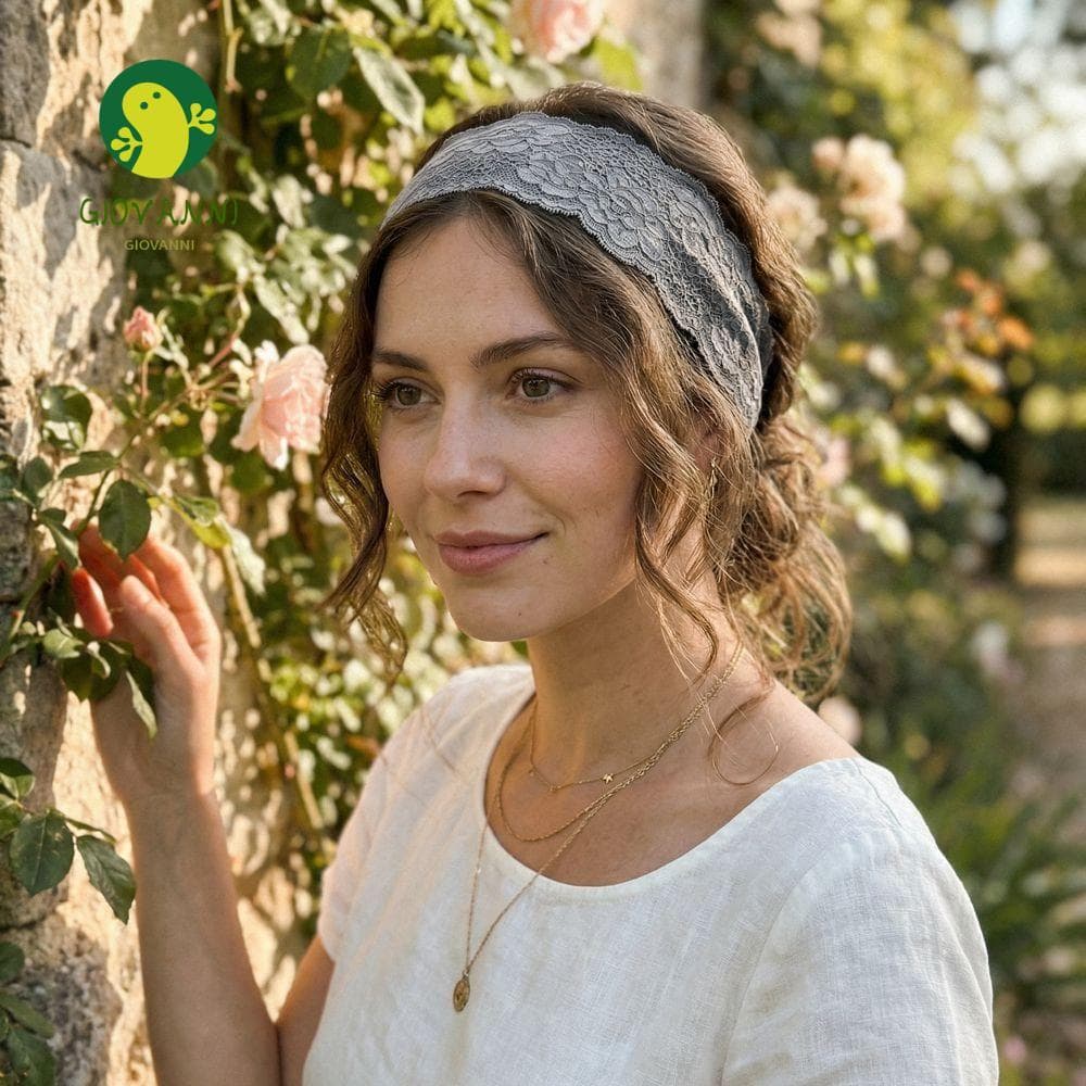 GIOVANNI Envoltório De Cabeça Leve Vazado , Tiaras Florais De Renda Larga De Cor Sólida , Coreano