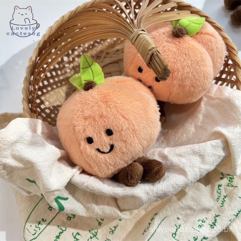 lovelycactushg Adorável Bonito Pêssego Fruta Brinquedo De Pelúcia Boneca Chaveiro Pingente Mochila Charme Saco Pendurado