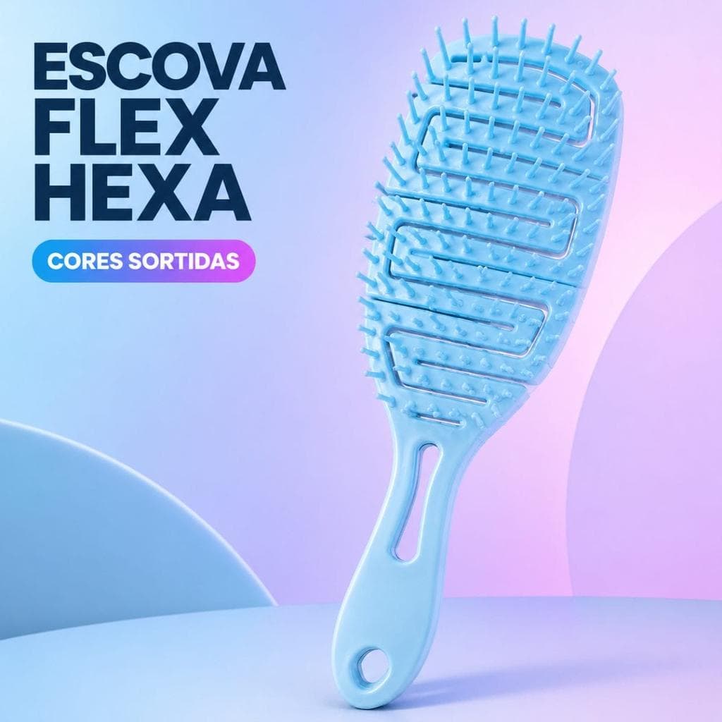 Escova flex Hexa Desembaraça Cabelo - cor Sortida