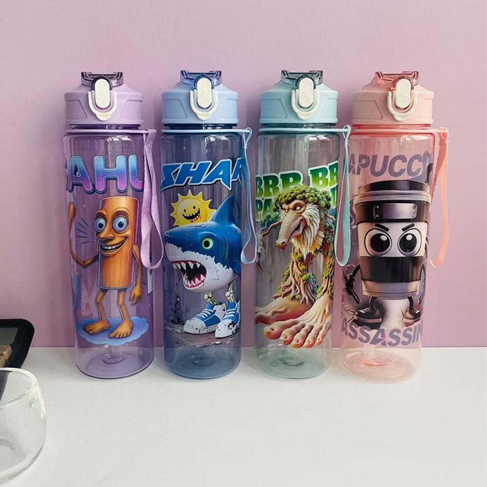 Tung Sahur Caneca De Palha De Plástico Tralalero Tralala Copo Garrafas Estudante Água 750ml T8d9