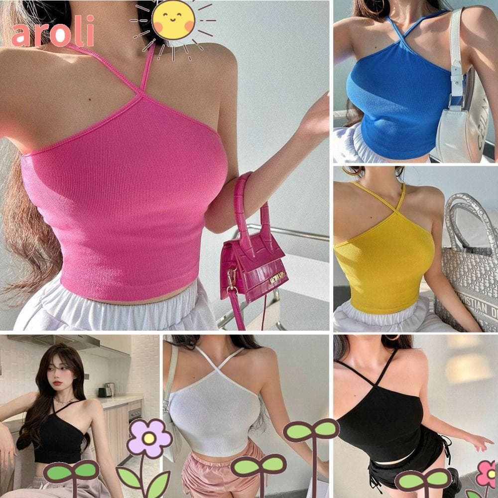 AROLI Cami Crop Top , Slim Fit Dopamina Summer Tops , Estético Curto Y2k Coquette Roupas