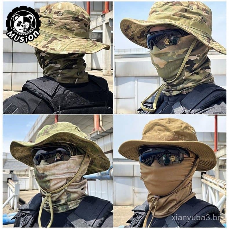 Conjunto de Chapéu Balaclava Dobrável Musion, Boné de Proteção Solar Absorvente de Suor e Respirável para Caça e Pesca a