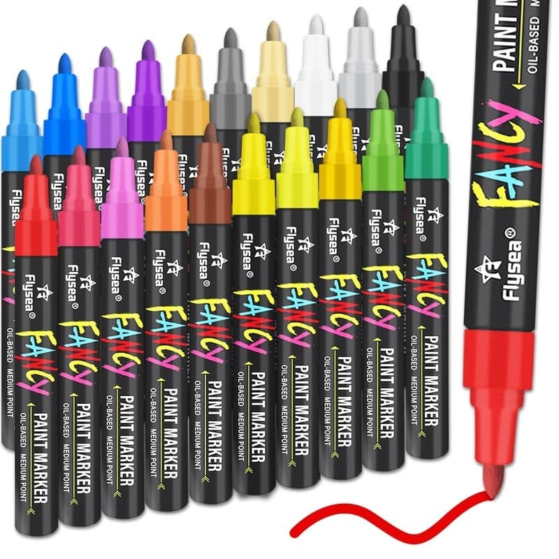 Canetas De Pintura De 20 Cores Conjunto De Marcadores De Tinta À Base De Óleo , Secagem Rápida , Funciona Em Pedras , Ma