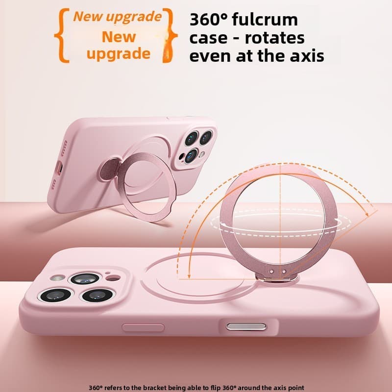 Adequado para iPhone17pro caso de telefone suporte magnético de Silicone líquido 360 rotação Apple 16 capa protetora res