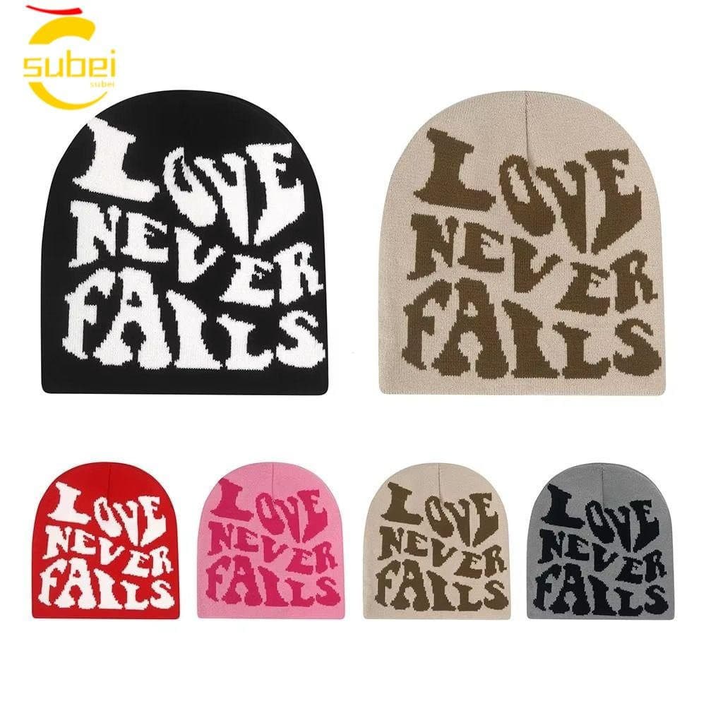 Chapéu De Malha SUBEI , Gorro Elástico À Prova De Vento , Boné Gótico Engrossado Carta Inverno Quente Hip Hop Ao Ar Livr