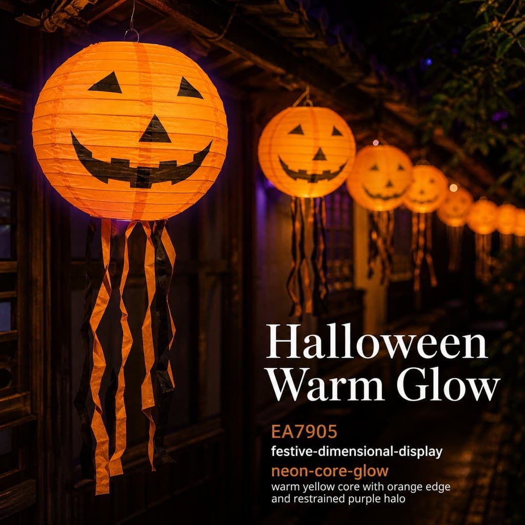Lanterna De Papel Para Decoração De Varanda De Halloween Com Serpentinas Estilo Abóbora Laranja