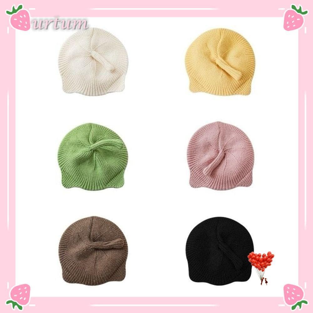 Chapéu De Boina De Malha Para Meninas URTUM , Gorro Infantil Estilo Coreano De Fio , Boné Com Orelha De Gato De Desenho