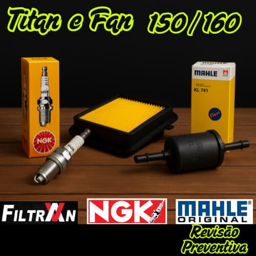 Filtro De Ar + Vela NGK + Filtro de  Combustível Honda Titan Fan 150 160 2014 a 2024
