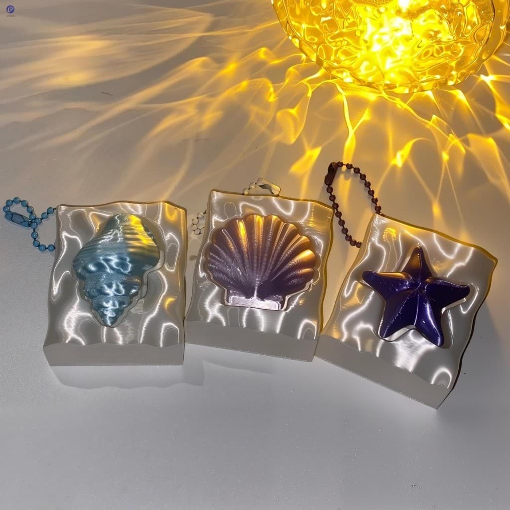 Brinquedo Criativo De Alívio De Estresse Com Tema De Oceano Impresso Em 3D-Decorações De Chaveiro De Concha E Estrela Do