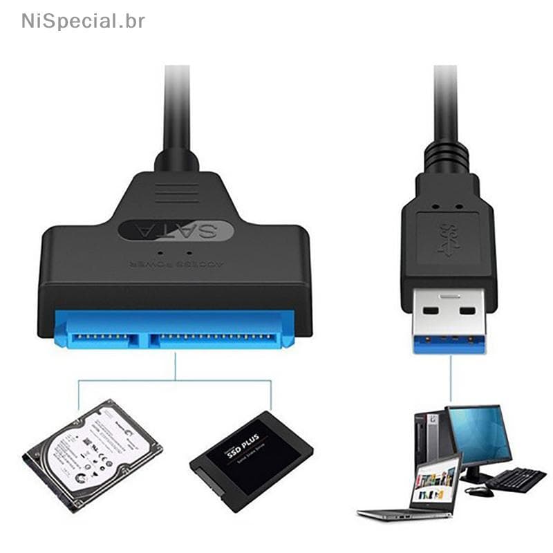 [Nis] Leitor Adaptador De Unidade De Disco Rígido Externo USB 3.0 Para SATA De 2.5 " Cabo SSD HDD [BR]