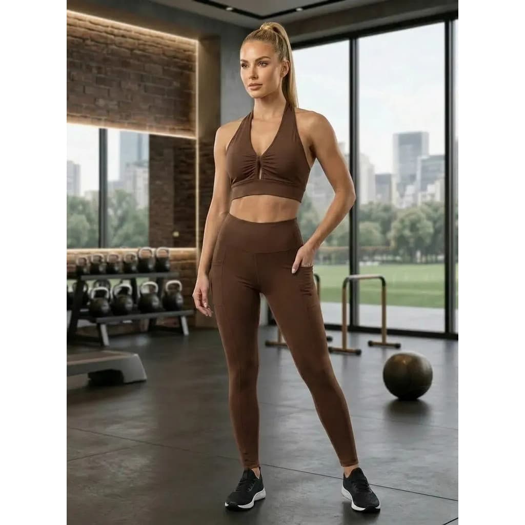 Conjunto Fitness Feminino Top Legging Academia Cintura Alta