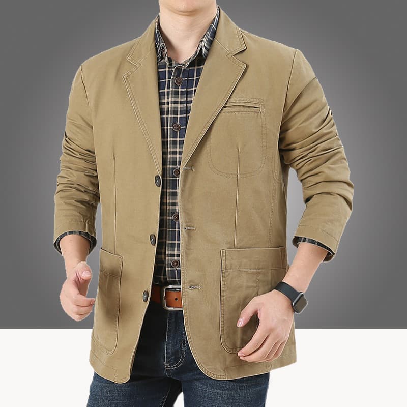 Puro algodão casual terno Blazer masculino primavera outono meia-idade idoso pai solto tamanho grande negócios casual ma