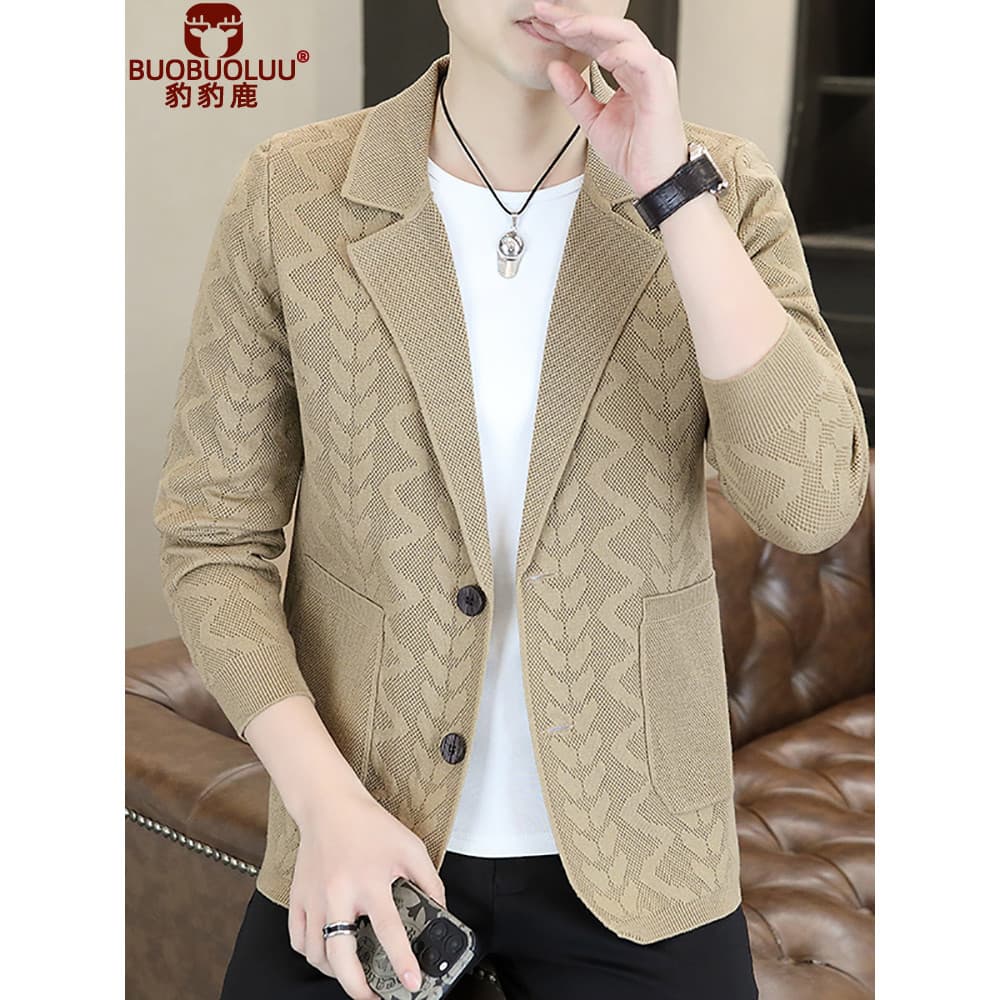 Camisola masculina Casual juventude moda Cardigan jaqueta masculina All-Match outono Popular terno lapela camisola na mo