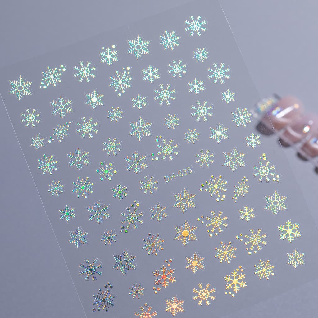 Adesivo de unhas Laser floco de neve Manicure adesivo prata brilhante natal floco de neve adesivo de unhas vídeo feriado