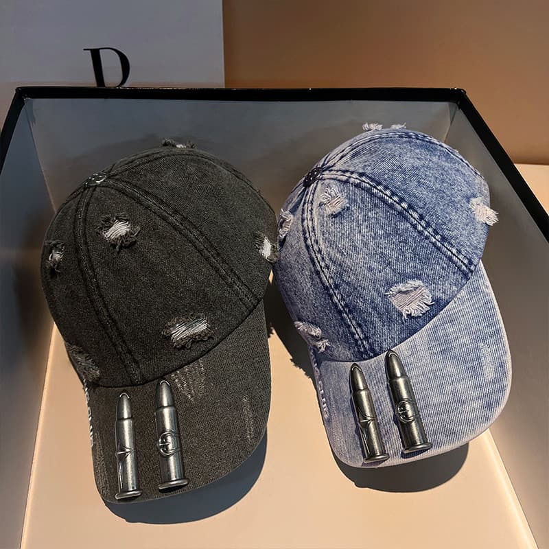 Dupla bomba destruição lavado Denim indústria pesada nicho exclusivo boné de beisebol masculino feminino mesmo estilo ra