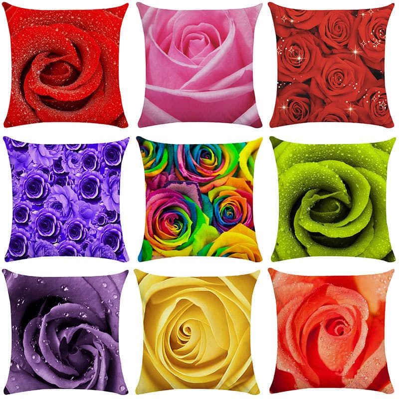Nordic multicolorido rosa fronha romântico flor estudante dormitório encosto capa de almofada quadrado sala estar fronha