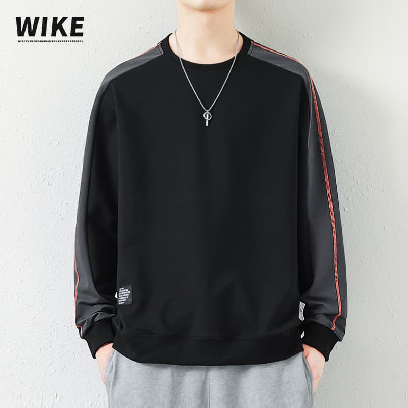 Moletom masculino 2026 primavera outono novo estilo na moda contraste cor All-Match Casual magro-ajuste camisa de fundo