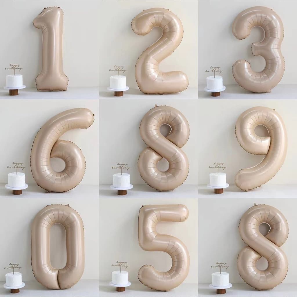 40 Polegadas Creme Caramelo Grande Número De Folha Branca Balões Kids Adultos Festa De Aniversário Decoração Figuras De