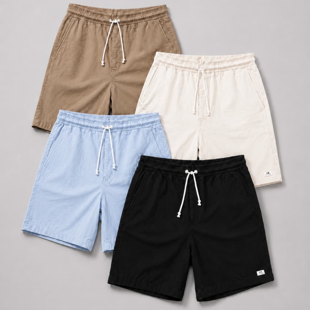 Kit com 4 Short Linho Masculino Bermuda Mauricinho Moda Praia Básico curto