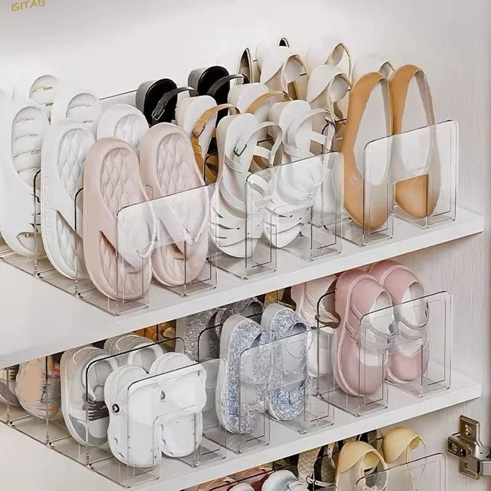 ISITAB Rack De Armazenamento De Sapatos De 4 Grades , Sapateira Vertical De Plástico Para Bebês , Sapateiras Transparent