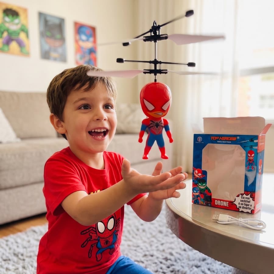 Brinquedo Drone Voador Sensor Mão Recarregável USB Super-Herói Rope Hero