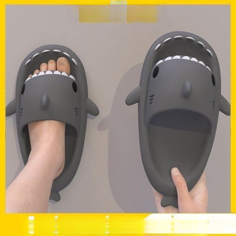 verão homem mulher chinelos de tubarão casal grosso fundo casa de banho chinelo casa interior crianças slides flip flops