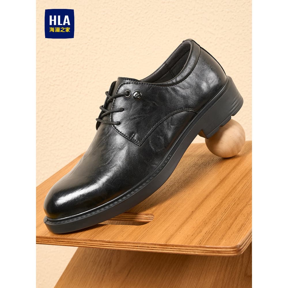 HLA/Hailan House sapatos masculinos 2026 novo estilo sapatos de couro masculino clássico confortável resistente ao desga