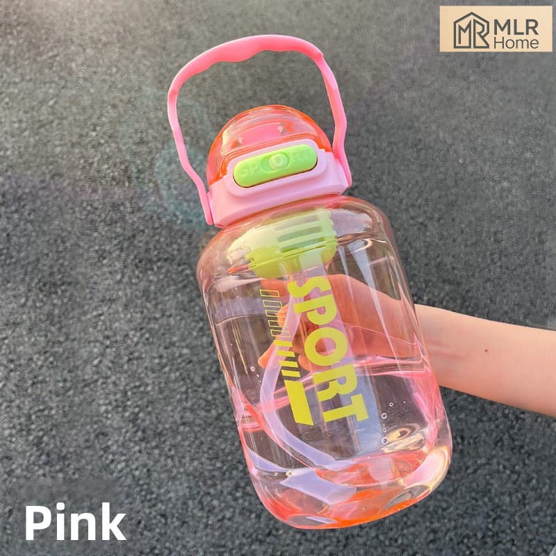 Copo de água para esportes de verão, 1600ml, garrafa de água de palha de grande capacidade, portátil, selado, sem vazame