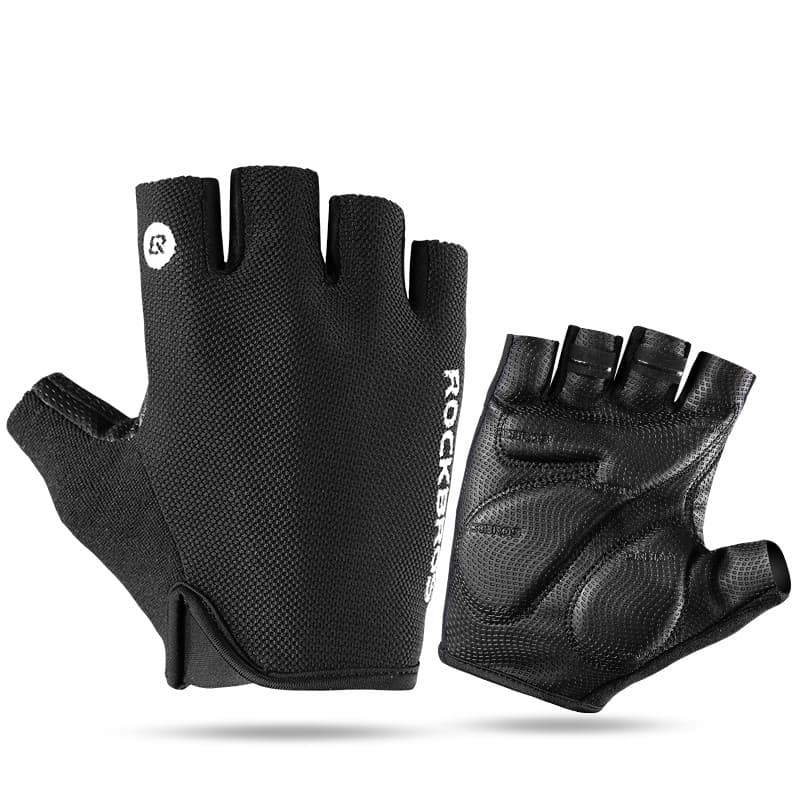 Rock Brothers Luvas de ciclismo Luvas de meio dedo Homens Mulheres Antiderrapantes Respiráveis Mountain Bike Cyc