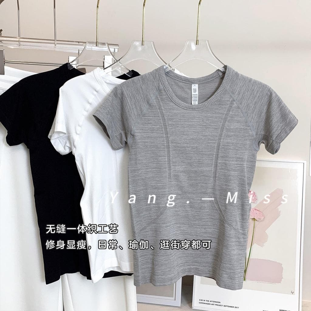 Sem costura esportes de fitness topo feminino respirável roupas de Yoga de manga curta camiseta Pilates roupas de treina