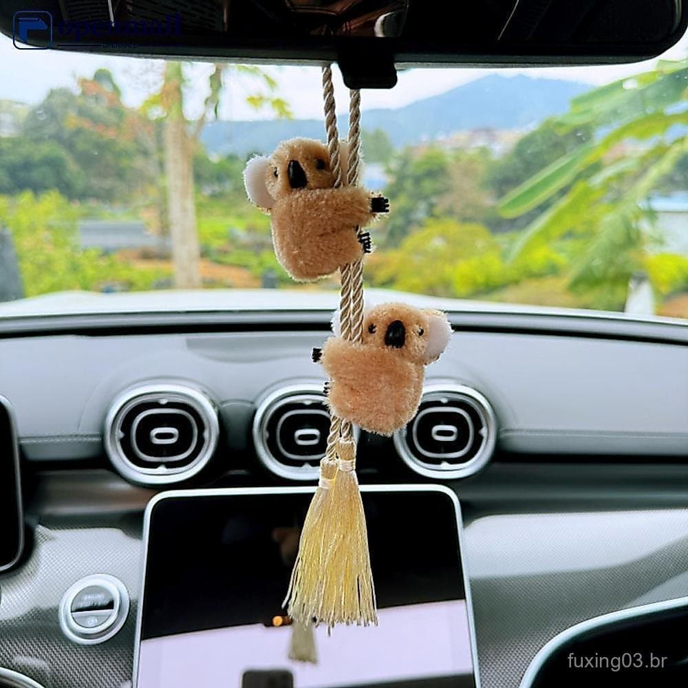 Ornamento De Suspensão De Carro , Coala Criativo , Decoração De Espelho Retrovisor Premium Com Borla , Acessório Interio
