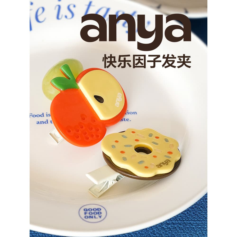 Anya Hairpin Dopamina Decoração 2026 Novo Estilo Cabelo Quebrado Lado Doce Menina Bonito Apple Donut Verão Hairpin