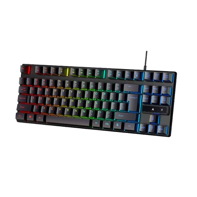 APAYADO LDK K87PRO Teclado Para Jogos Com Membrana Fio De 87 Teclas Compacto Retroiluminado RGB Suspensas PC Office