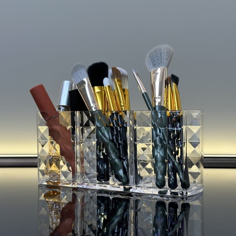 Caixa de armazenamento de cosméticos rotativa Anti-poeira pincel de maquiagem tubo de armazenamento penteadeira Desktop