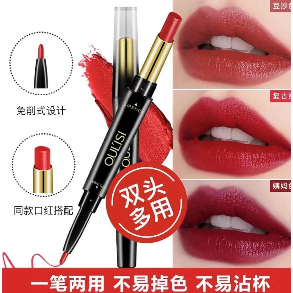 Genuíno Alice batom de duas cabeças delineador labial à prova dwaterproof água de longa duração oficial fosco genuíno fe