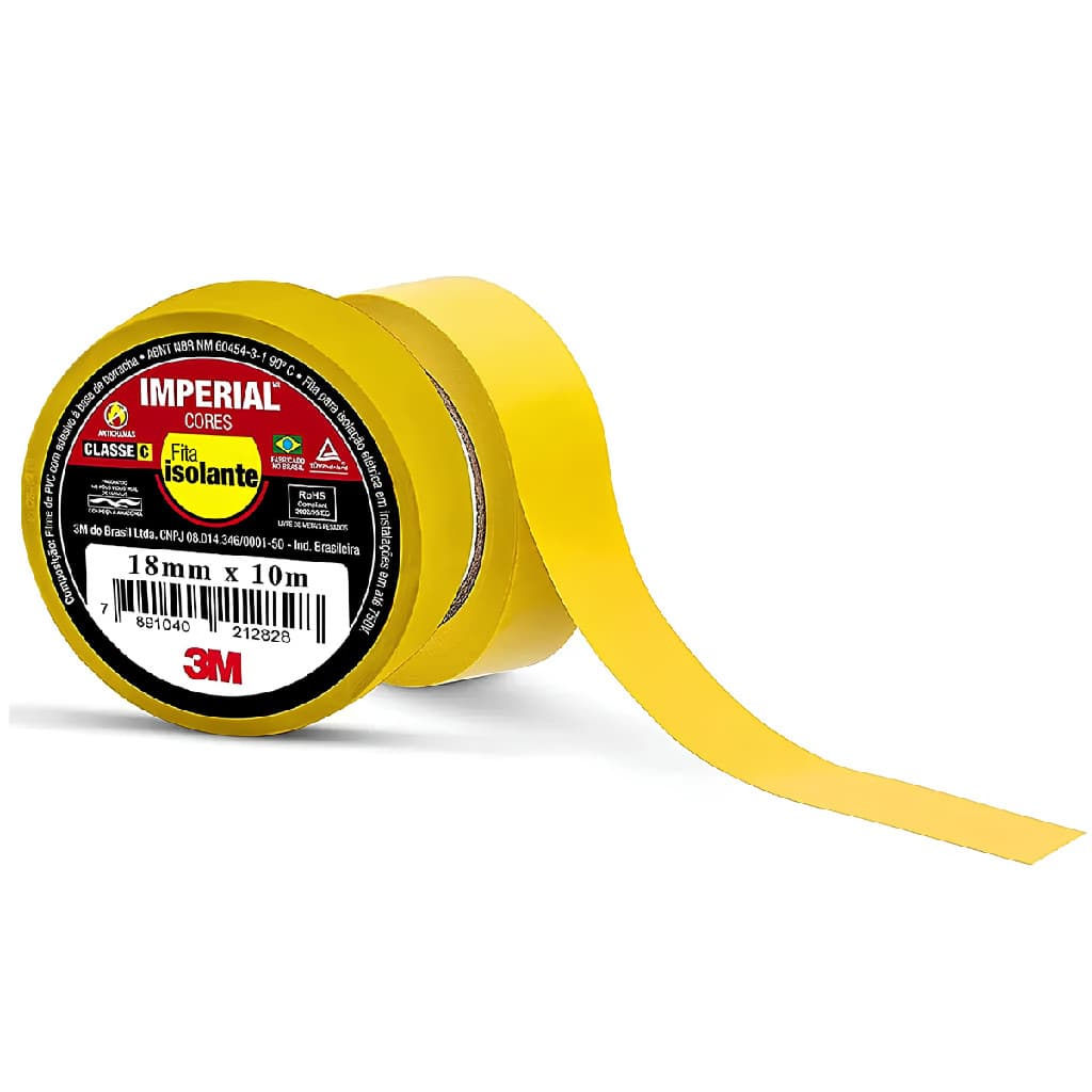 Fita Isolante Imperial Amarela 3M 18mm X 10m