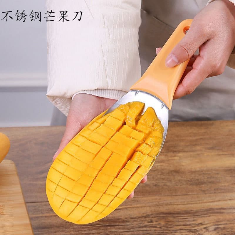 Mango dice ferramenta útil de aço inoxidável aberto frutas divididas escavação molde grão comer melancia colher abacate